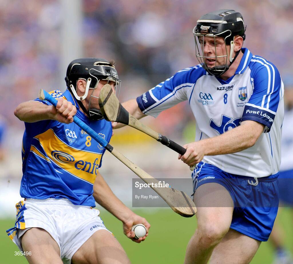 12 July 2009; James Woodlock, Tipperary, in action against Kevin Moran, Waterford. GAA Hurling Munster Senior Championship Final, Tipperary v Waterford, Semple Stadium, Thurles, Co. Tipperary. Picture credit: Ray Ryan / SPORTSFILE
