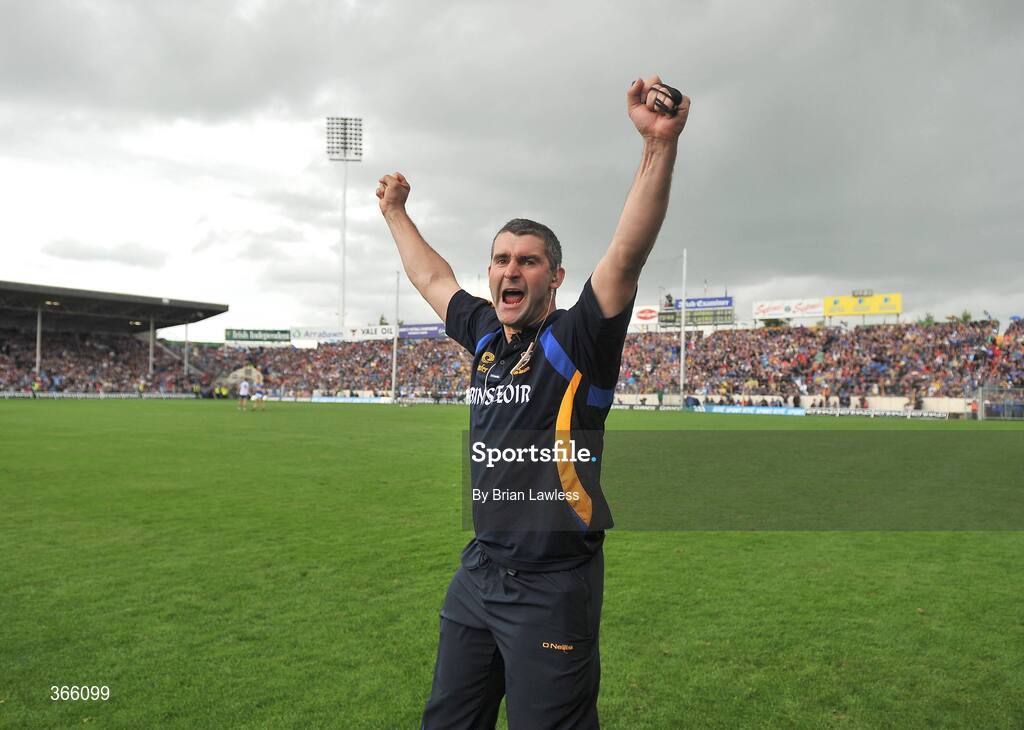 12 July 2009; Tipperary manager Liam Sheedy celebrates at the final whistle. GAA Hurling Munster Senior Championship Final, Tipperary v Waterford, Semple Stadium, Thurles, Co. Tipperary. Picture credit: Brian Lawless / SPORTSFILE