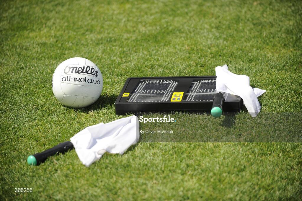 12 July 2009; A general view of officials flags and substitute board. GAA Football Leinster Senior Championship Final, Dublin v Kildare, Croke Park, Dublin. Picture credit: Oliver McVeigh / SPORTSFILE