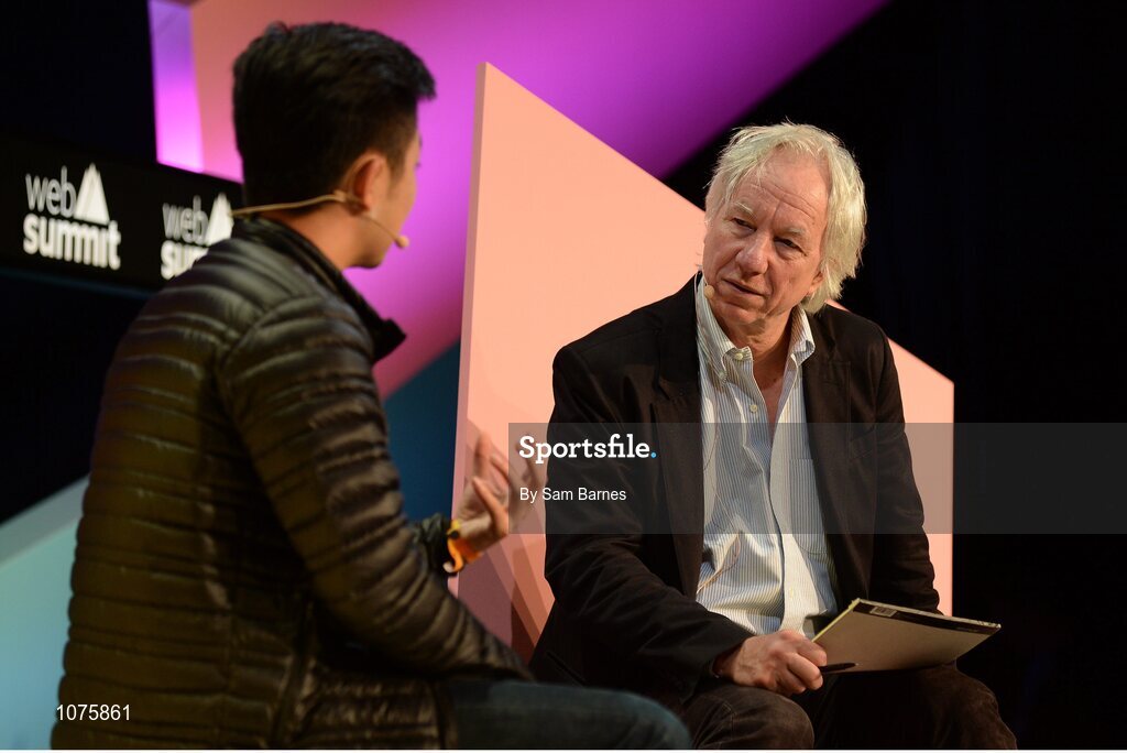 5 November 2015; Carl Pei,left, OnePlus, responds to a question from Spencer Reiss, WIRED Magazine, on the Marketing Stage during Day 3 of the 2015 Web Summit in the RDS, Dublin, Ireland. Picture credit: Sam Barnes / SPORTSFILE / Web Summit