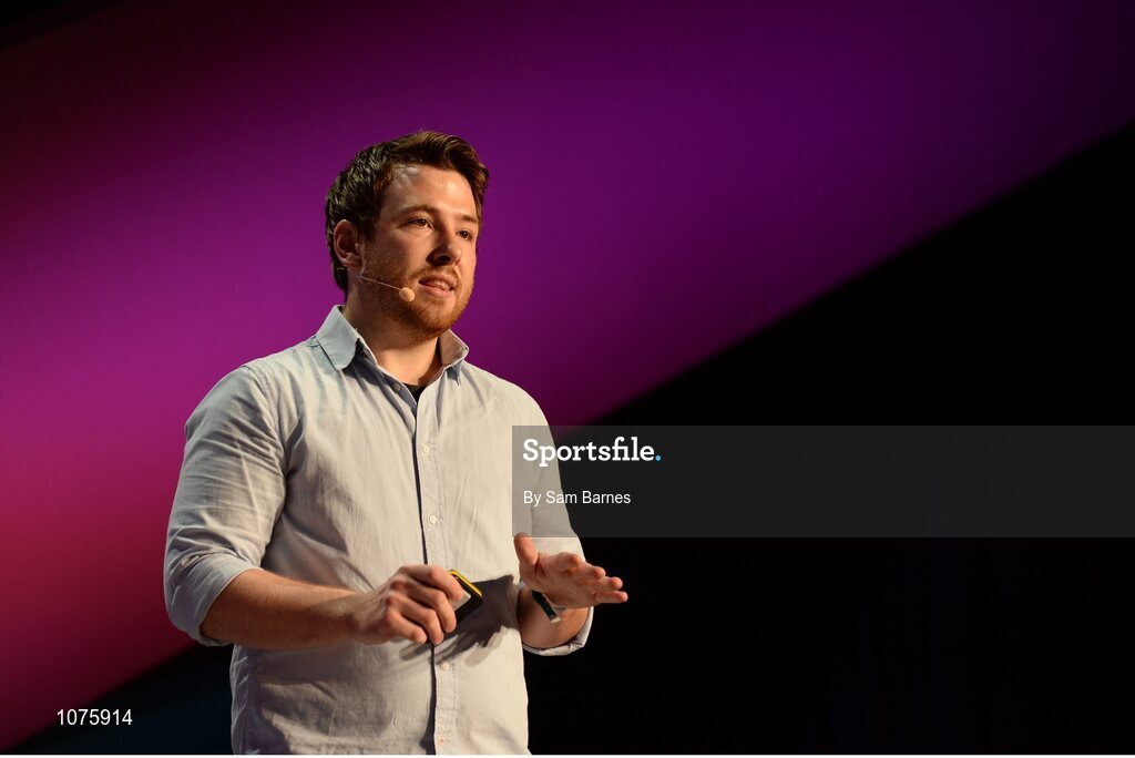 5 November 2015; Mikey Cannon, Co-Founder of Bizimply, during the EBS Spark of Genius Awards, on the Marketing Stage during Day 3 of the 2015 Web Summit in the RDS, Dublin, Ireland. Picture credit: Sam Barnes / SPORTSFILE / Web Summit
