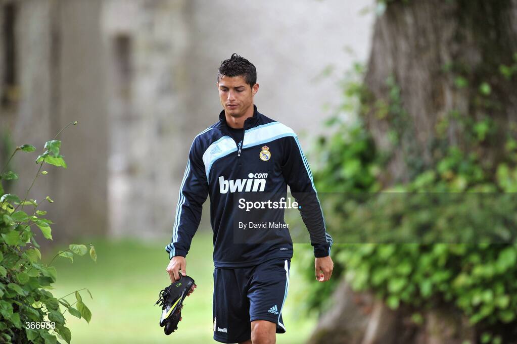 18 July 2009; Real Madrid's Cristiano Ronaldo arriving for squad training. Real Madrid pre-season squad training, Carton House, Maynooth, Co. Kildare. Picture credit: David Maher / SPORTSFIL