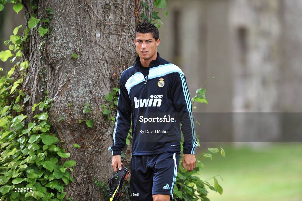 18 July 2009; Real Madrid's Cristiano Ronaldo arriving for squad training. Real Madrid pre-season squad training, Carton House, Maynooth, Co. Kildare. Picture credit: David Maher / SPORTSFIL