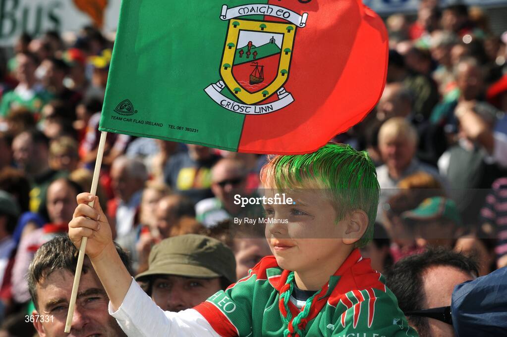 19 July 2009; Seven year old Shay Gibbons, from Shrule, Co. Mayo, before the game. GAA Football Connacht Senior Championship Final, Galway v Mayo, Pearse Stadium, Salthill, Galway. Picture credit: Ray McManus / SPORTSFILE