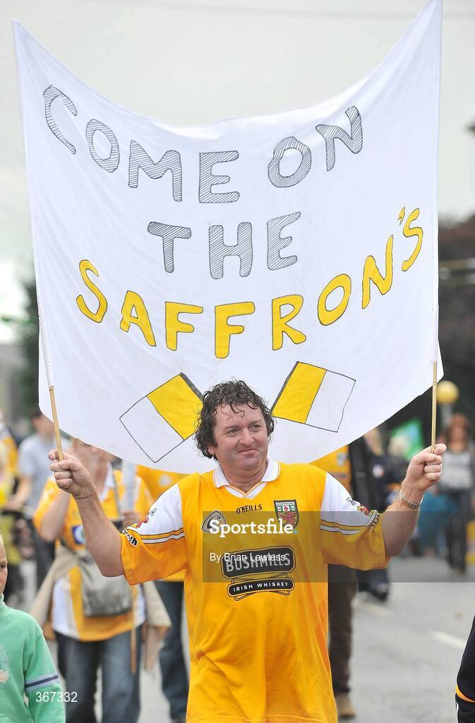 19 July 2009; An Antrim fan makes his way to the match. GAA Football Ulster Senior Championship Final, Tyrone v Antrim, St Tighearnach's Park, Clones, Co. Monaghan. Picture credit: Brian Lawless / SPORTSFILE