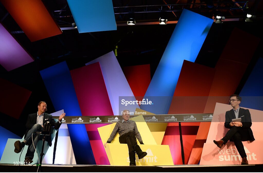 5 November 2015; From left, David Sternberg, Zeta Interactive, John Scully, Zeta Interactive, and Charlie Wells, Wall Street Journal, on the Marketing Stage during Day 3 of the 2015 Web Summit in the RDS, Dublin, Ireland. Picture credit: Sam Barnes / SPORTSFILE / Web Summit