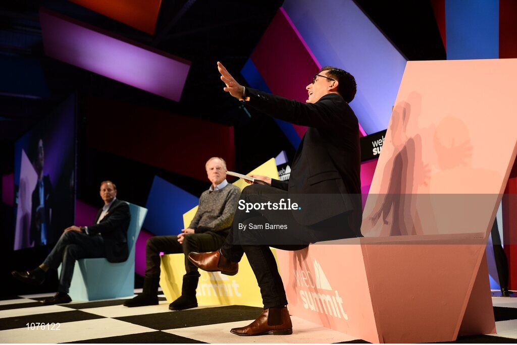 5 November 2015; From left, David Sternberg, Zeta Interactive, John Scully, Zeta Interactive, and Charlie Wells, Wall Street Journal, on the Marketing Stage during Day 3 of the 2015 Web Summit in the RDS, Dublin, Ireland. Picture credit: Sam Barnes / SPORTSFILE / Web Summit