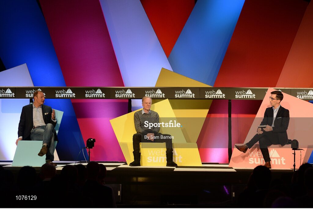 5 November 2015; From left, David Sternberg, Zeta Interactive, John Scully, Zeta Interactive, and Charlie Wells, Wall Street Journal, on the Marketing Stage during Day 3 of the 2015 Web Summit in the RDS, Dublin, Ireland. Picture credit: Sam Barnes / SPORTSFILE / Web Summit
