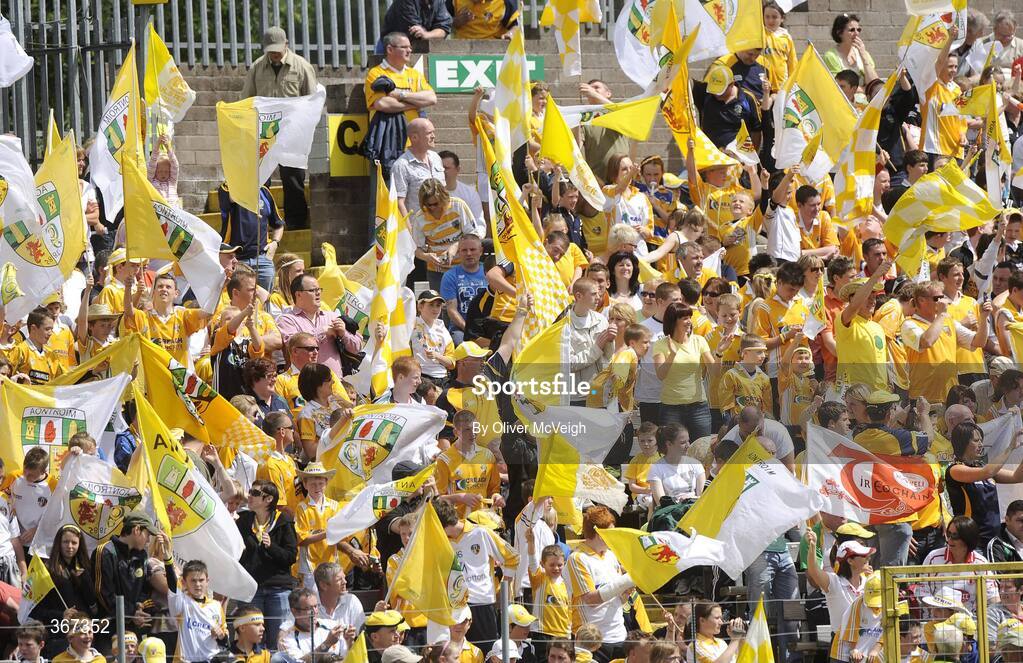 19 July 2009; A general view of Antrim supporters. GAA Football Ulster Senior Championship Final, Tyrone v Antrim, St Tighearnach's Park, Clones, Co. Monaghan. Picture credit: Oliver McVeigh / SPORTSFILE