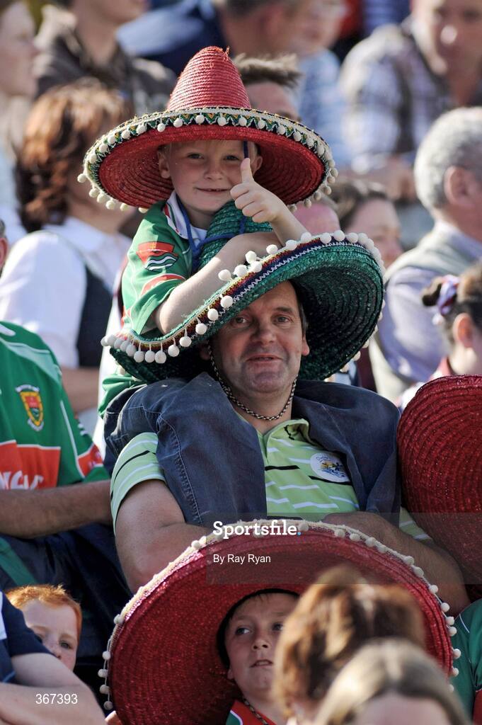 19 July 2009; A Mayo supporter gives the thumbs-up during the game. GAA Football Connacht Senior Championship Final, Galway v Mayo, Pearse Stadium, Salthill, Galway. Picture credit: Ray Ryan / SPORTSFILE