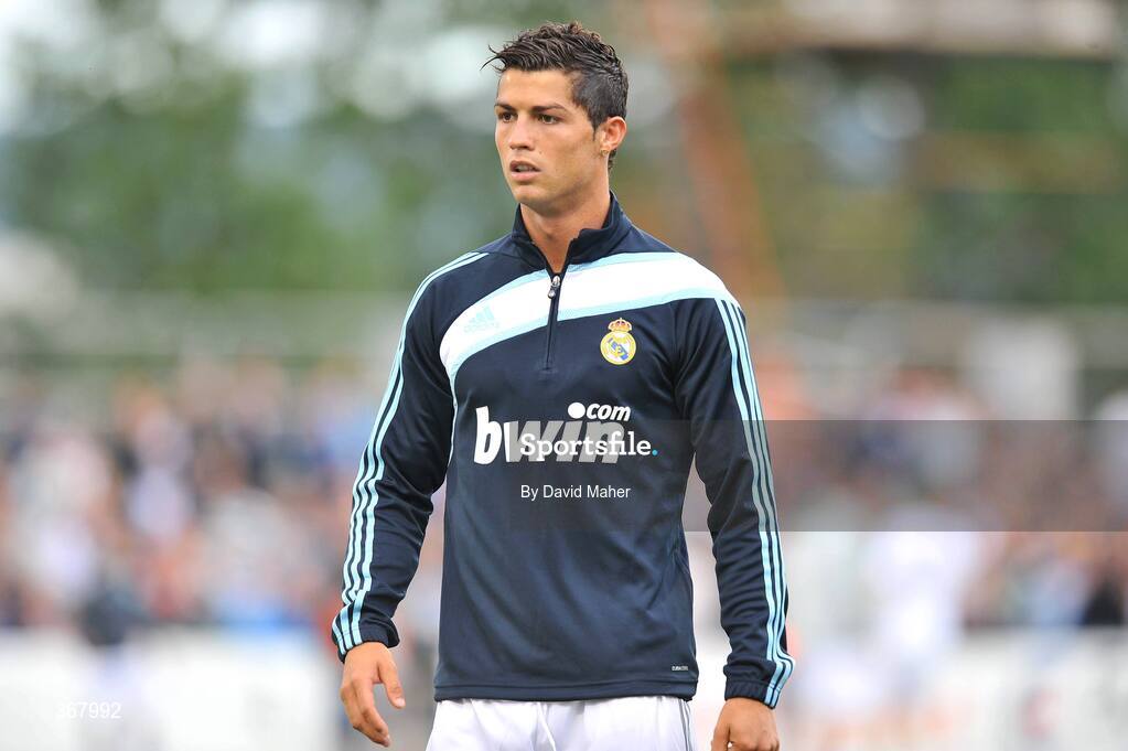 20 July 2009; Cristiano Ronaldo, Real Madrid, during the warm up before the game against Shamrock Rovers. Soccer Friendly, Shamrock Rovers v Real Madrid, Tallaght Stadium, Dublin. Picture credit: David Maher / SPORTSFILE