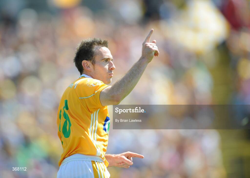 19 July 2009; Ciaran Close, Antrim, celebrates a point. GAA Football Ulster Senior Championship Final, Tyrone v Antrim, St Tighearnach's Park, Clones, Co. Monaghan. Picture credit: Brian Lawless / SPORTSFILE