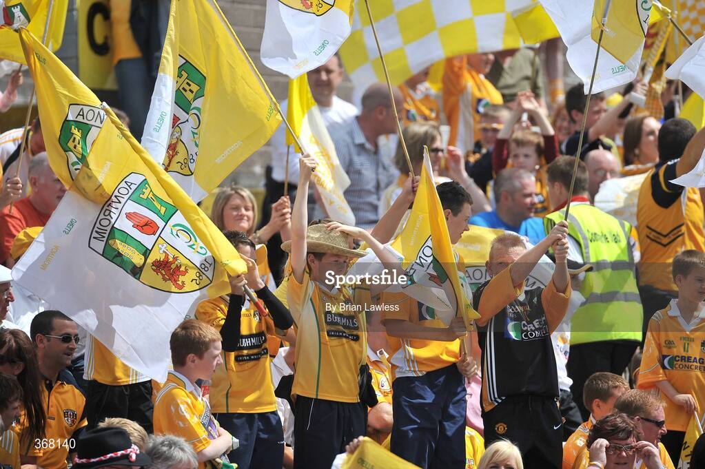 19 July 2009; Antrim fans at the match. GAA Football Ulster Senior Championship Final, Tyrone v Antrim, St Tighearnach's Park, Clones, Co. Monaghan. Picture credit: Brian Lawless / SPORTSFILE