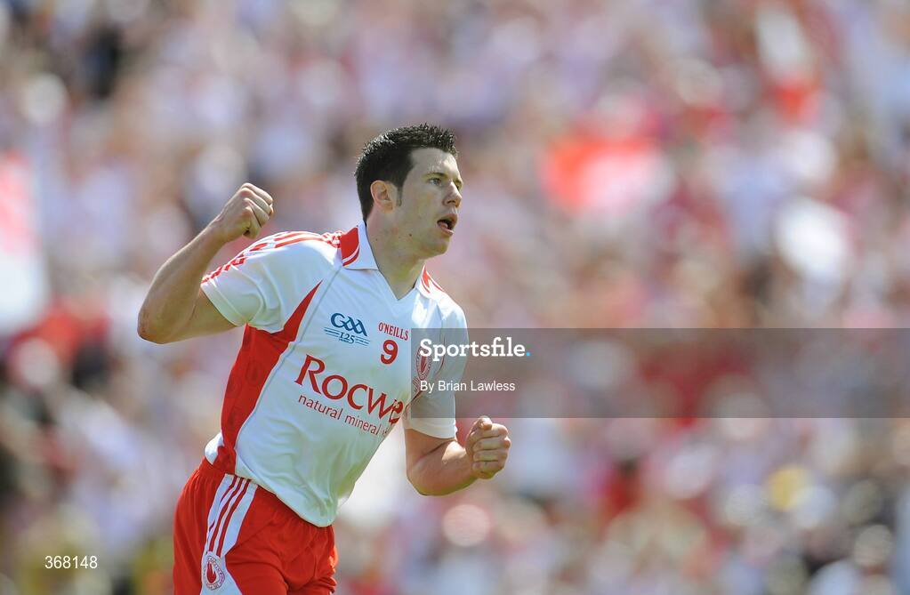 19 July 2009; Sean Cavanagh, Tyrone, celebrates scoring his side's first goal. GAA Football Ulster Senior Championship Final, Tyrone v Antrim, St Tighearnach's Park, Clones, Co. Monaghan. Picture credit: Brian Lawless / SPORTSFILE