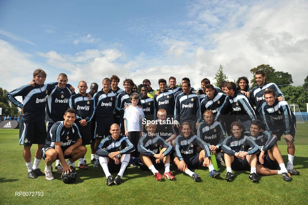 19 July 2009; Real Madrid players pictured with Michael McHale, from Belfast and Paul Horgan, from Cork, during a special training session run by adidas and Lifestyle Sports. Real Madrid pre-season squad training, Carton House, Maynooth, Co. Kildare. Picture credit: David Maher / SPORTSFILE  *** Local Caption ***
