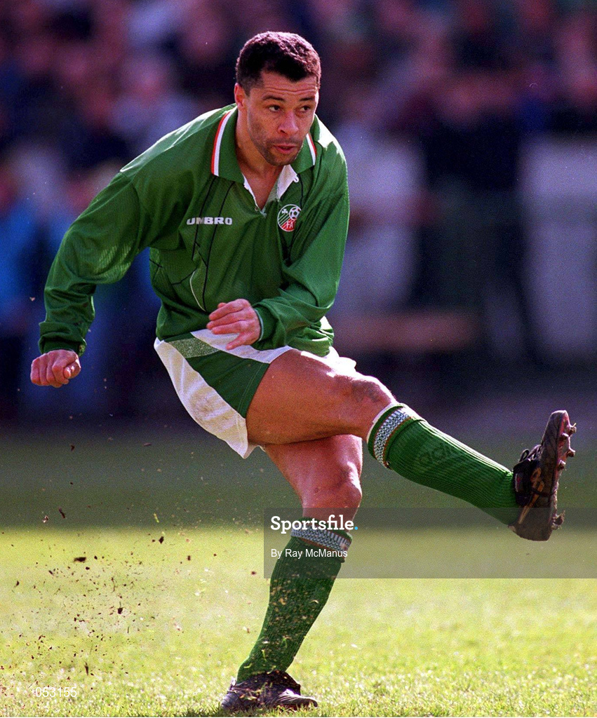 27 March 1996; Paul McGrath of Republic of Ireland during the International Friendly match between Republic of Ireland and Russia at Lansdowne Road in Dublin. Photo by Ray McManus/Sportsfile