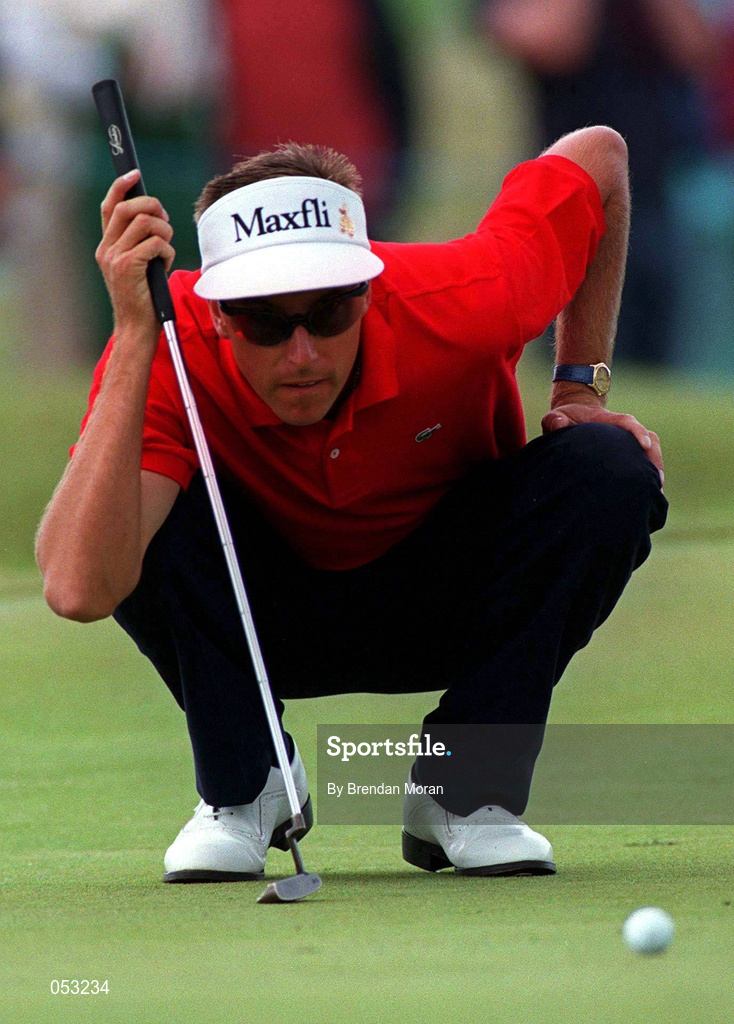 5 July 1997; Robert Allenby of Australia lines up a putt during the third round of the Murphy's Irish Open Golf Championship at Druid's Glen Golf Course in Wicklow. Photo by Brendan Moran/Sportsfile