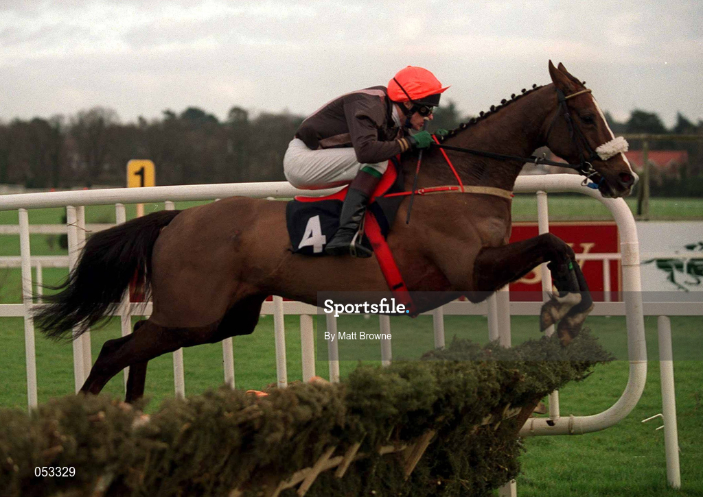 23 January 2000; Spirit Dancer, with Shane McGovern, clears the last during the Ashford Handicap Hurdle during Horse Racing From Leopardstown, at Leopardstown Racecourse in Dublin. Photo by Matt Browne/Sportsfile