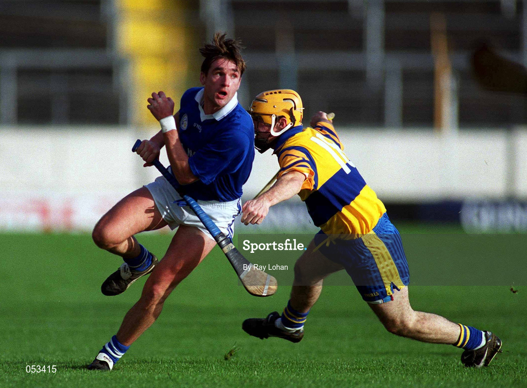 26 November 2000; Tony Browne of Mount Sion in action against Robert Conlon of Sixmilebridge during the AIB Munster Senior Hurling Club Championship Final match between Sixmilebridge and Mount Sion at Semple Stadium in Thurles, Tipperary. Photo by Ray Lohan/Sportsfile