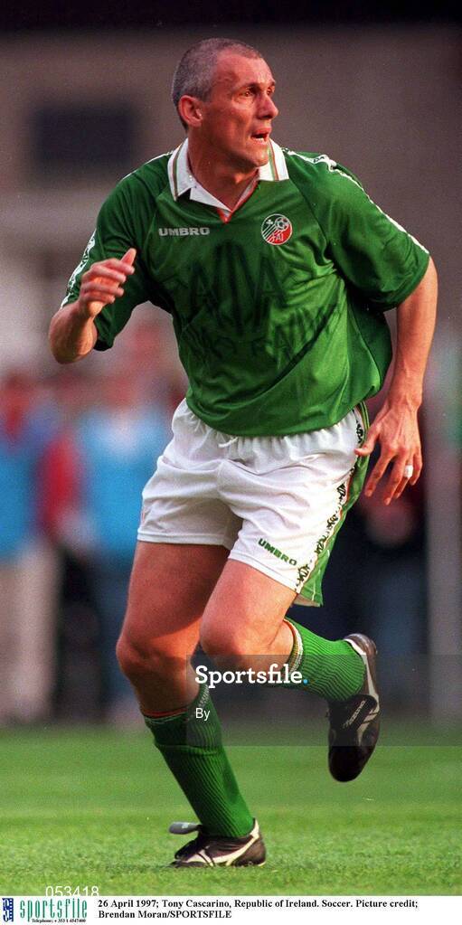 26 April 1997; Tony Cascarino, Republic of Ireland. Soccer. Picture credit; Brendan Moran/SPORTSFILE