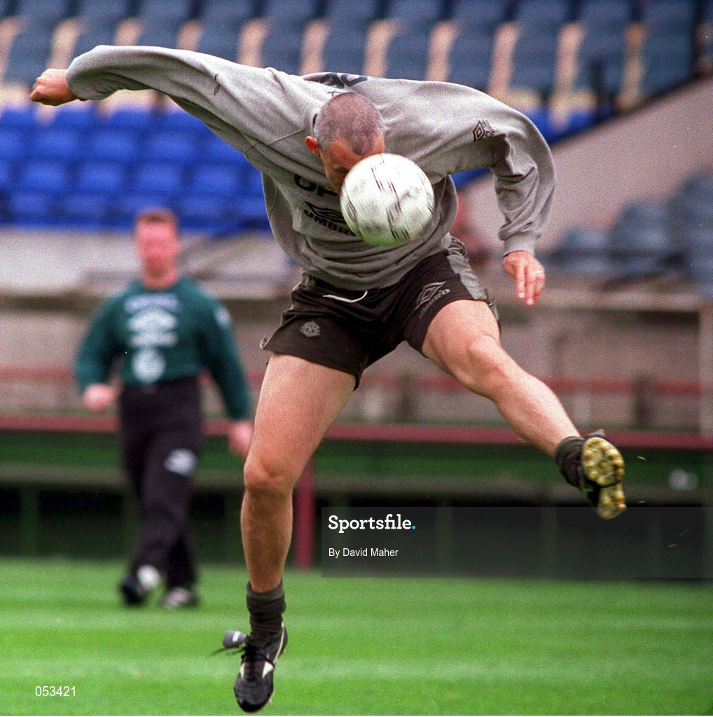 28 May 1996; Tony Cascarino during a Republic of Ireland Training session at Lansdowne Road in Dublin. Photo by David Maher/Sportsfile