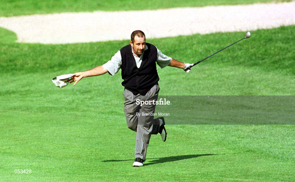 4 July 1997; Sam Torrance of Scotland acknowledges the crowd on the 18th fairway after his shot hit a rock and landed on the green during the second round of the Murphy's Irish Open Golf Championship at Druid's Glen Golf Club in Wicklow. Photo by Brendan Moran/Sportsfile