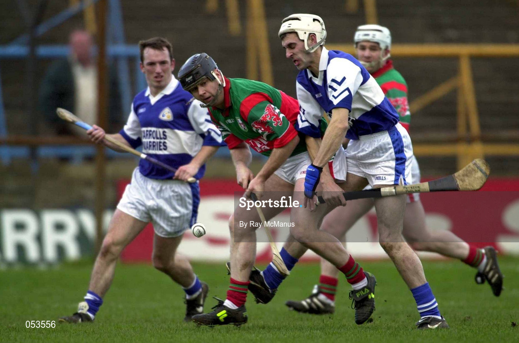 4 November 2000; Patrick Phelan of Castletown in action against Joe Errity of Birr during the AIB Leinster Club Hurling Championship Quarter-Final match between Castletown and Birr at O'Moore Park in Portlaoise, Laois. Photo by Ray McManus/Sportsfile