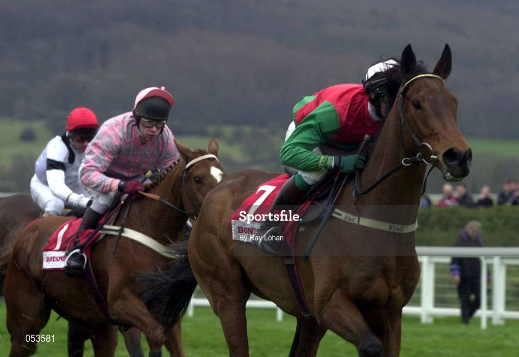 16 March 2000; Limestone Lad, with Shane McGovern up, right, leads the field first time round during the Bonusprint Stayers' Hurdle on Day Three of the Cheltenham Racing Festival at Prestbury Park in Cheltenham, England. Photo by Ray Lohan/Sportsfile