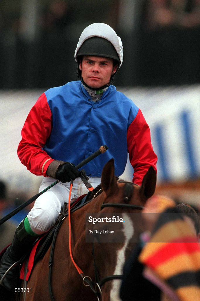 16 March 2000; Jockey Adrian Maguire on His Song, ahead of the Cathcart Challenge Cup Chase on Day Three of the Cheltenham Racing Festival at Prestbury Park in Cheltenham, England. Photo by Ray Lohan/Sportsfile