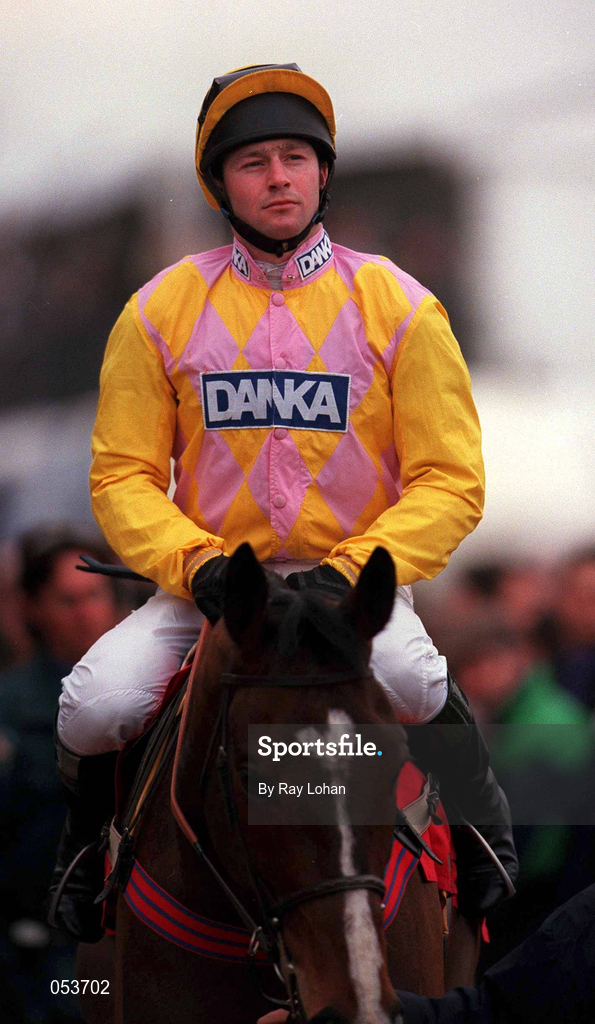 16 March 2000; Jockey David Casey on Good Vibes I, ahead of the Cathcart Challenge Cup Chase on Day Three of the Cheltenham Racing Festival at Prestbury Park in Cheltenham, England. Photo by Ray Lohan/Sportsfile