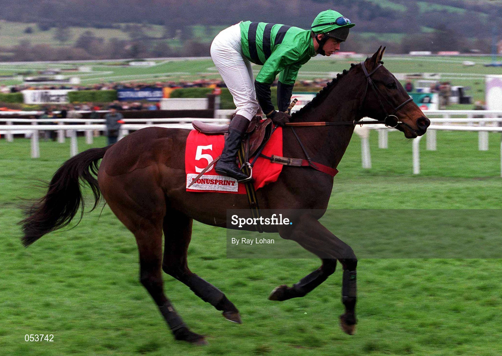 16 March 2000; Effectual I, with B J Crowley up, canters to the start of the Bonusprint Stayers' Hurdle on Day Three of the Cheltenham Racing Festival at Prestbury Park in Cheltenham, England. Photo by Ray Lohan/Sportsfile