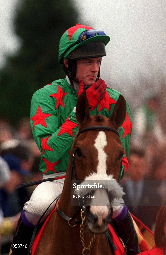 16 March 2000; Dorans Pride, with Paul Gerard Hourigan, ahead of the Tote Cheltenham Gold Cup Chase Showcase Race on Day Three of the Cheltenham Racing Festival at Prestbury Park in Cheltenham, England. Photo by Ray Lohan/Sportsfile