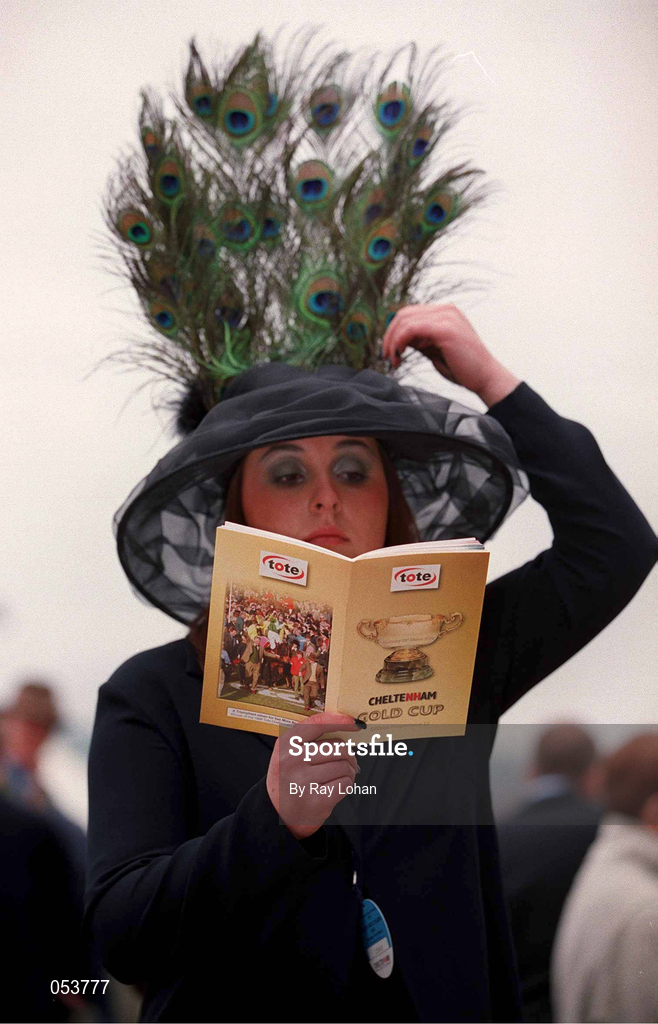 16 March 2000; A racegoer checks the form ahead of Day Three of the Cheltenham Racing Festival at Prestbury Park in Cheltenham, England. Photo by Ray Lohan/Sportsfile