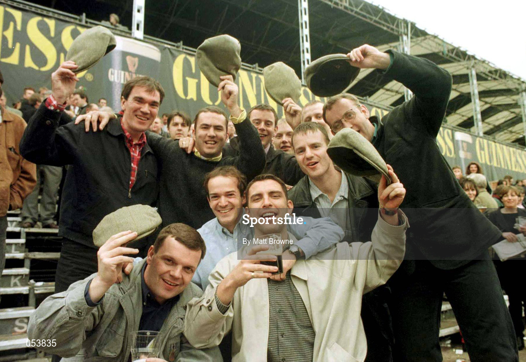 17 March 1998; Irish fans on St Patrick's Day at the Cheltenham Racing Festival at Prestbury Park in Cheltenham, England. Photo by Matt Browne/Sportsfile