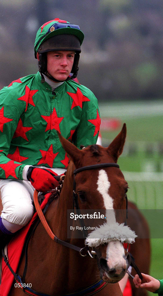 16 March 2000; Dorans Pride, with Paul Gerard Hourigan up, ahead of the Tote Cheltenham Gold Cup Chase Showcase Race on Day Three of the Cheltenham Racing Festival at Prestbury Park in Cheltenham, England. Photo by Ray Lohan/Sportsfile
