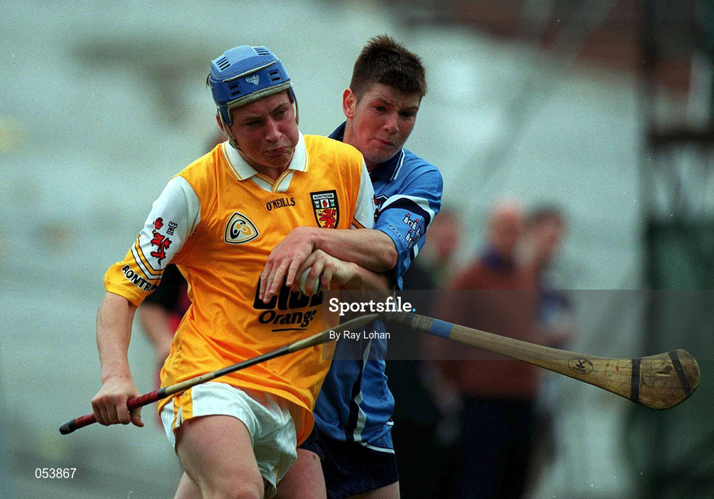 23 July 2000; Kevin McGourty of Antrim in action against Dublin during the All-Ireland Minor Hurling Championship Quarter-Final match between Dublin and Antrim at Croke Park in Dublin. Photo by Ray Lohan/Sportsfile