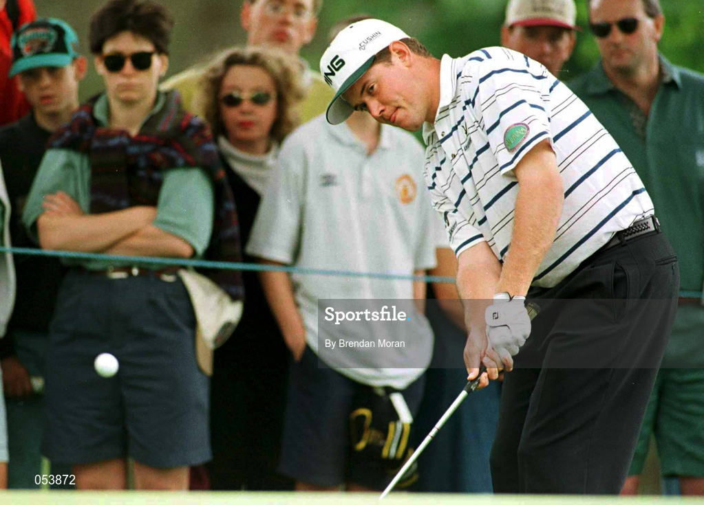 5 July 1997; Lee Westwood of England chips on to the first green during the third round of the Murphy's Irish Open Golf Championship at Druid's Glen Golf Course in Wicklow. Photo by Brendan Moran/Sportsfile