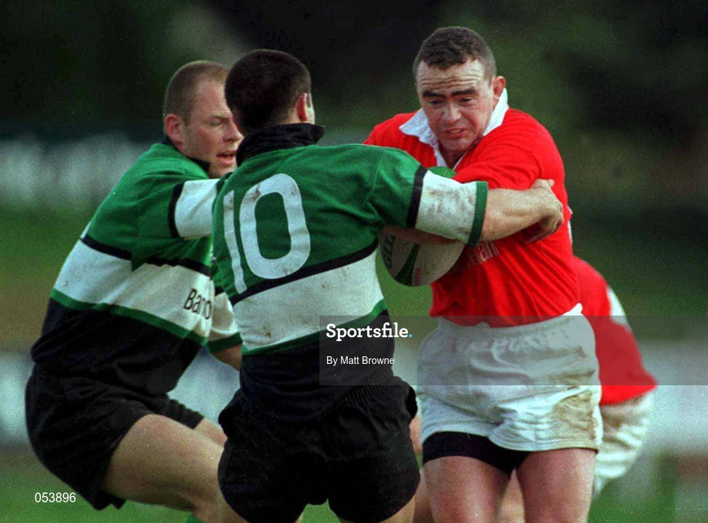 12 September 1998; Michael Lynch of Munster is tackled by Simon Allnutt, 10 and Mervyn Murray  of Connacht during the Guinness Interprovincial Rugby Championship match between Munster and Connacht at Dooradoyle in Limerick. Photo by Matt Browne/Sportsfile
