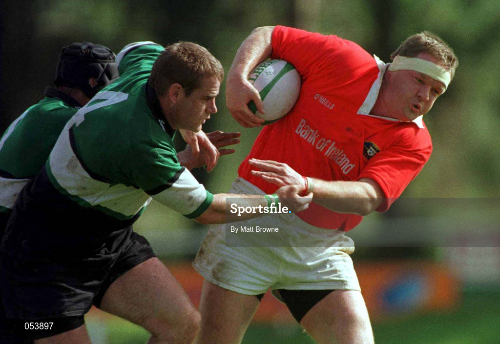 12 September 1998; Mick Galwey of Munster is tackled by Graham Heaslip of Connacht during the Guinness Interprovincial Rugby Championship match between Munster and Connacht at Dooradoyle in Limerick. Photo by Matt Browne/Sportsfile