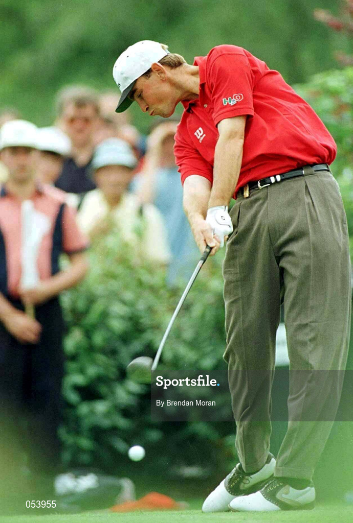 5 July 1997; Thomas Bjorn of Denmark drives from the first tee box during the third round of the Murphy's Irish Open Golf Championship at Druid's Glen Golf Course in Wicklow. Photo by Brendan Moran/Sportsfile