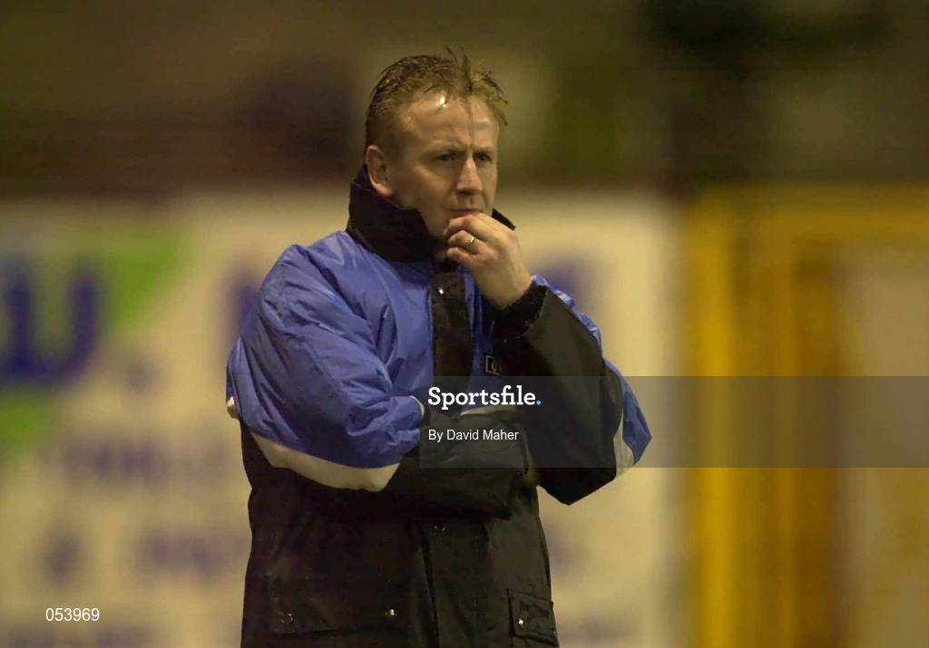 7 January 2001; Monaghan United manager Bobby Browne during the FAI Harp Lager Cup Second Round match between Shelbourne and Monaghan United at Tolka Park in Dublin. Photo by David Maher/Sportsfile