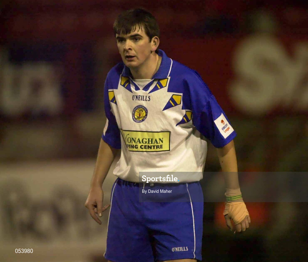 7 January 2001; Mick Scully of Monaghan United during the FAI Harp Lager Cup Second Round match between Shelbourne and Monaghan United at Tolka Park in Dublin. Photo by David Maher/Sportsfile