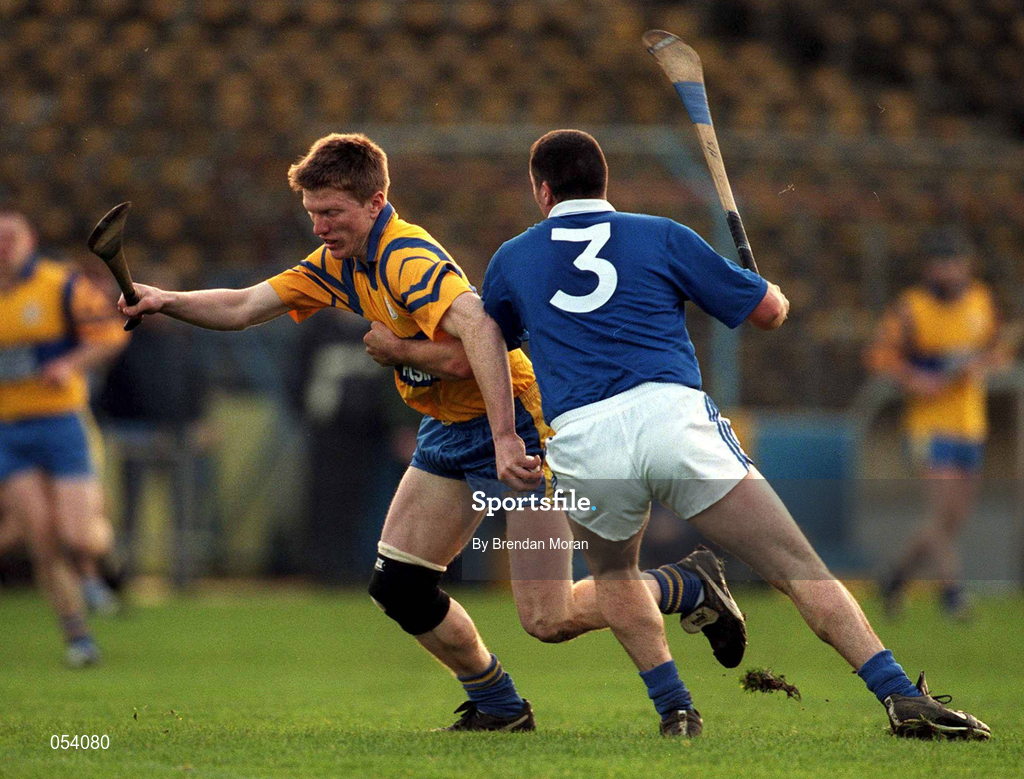 26 November 2000; Niall Gilligan of Sixmilebridge in action against Gary Gater of Mount Sion during the AIB Munster Senior Hurling Club Championship Final match between Sixmilebridge and Mount Sion at Semple Stadium in Thurles, Tipperary. Photo By Brendan Moran/Sportsfile
