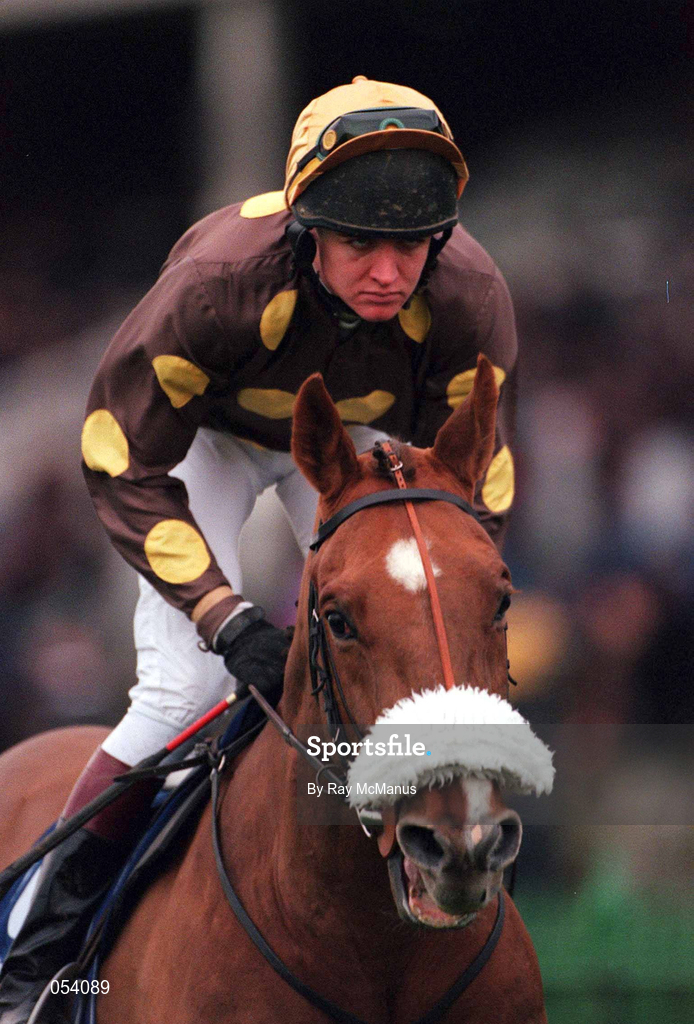 26 December 2000; Courageous, with Barry Geraghty up, make their way to the start of the Move-Over-Butter Ext. Handicap Hurdle during Day 1 of the Leopardstown Christmas Festival at Leopardstown Racecourse in Dublin. Photo by Ray McManus/Sportsfile