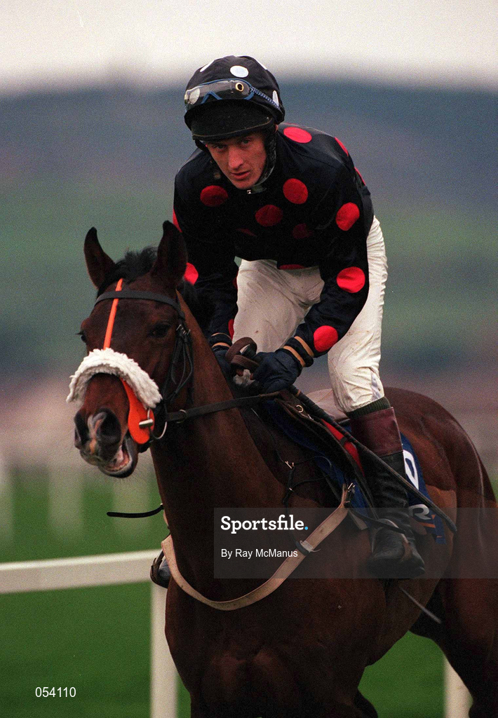 26 December 2000; Ansari, with Kieran Gaule up, make their way to the start of the Denny Juvenile Hurdle during Day 1 of the Leopardstown Christmas Festival at Leopardstown Racecourse in Dublin. Photo by Ray McManus/Sportsfile