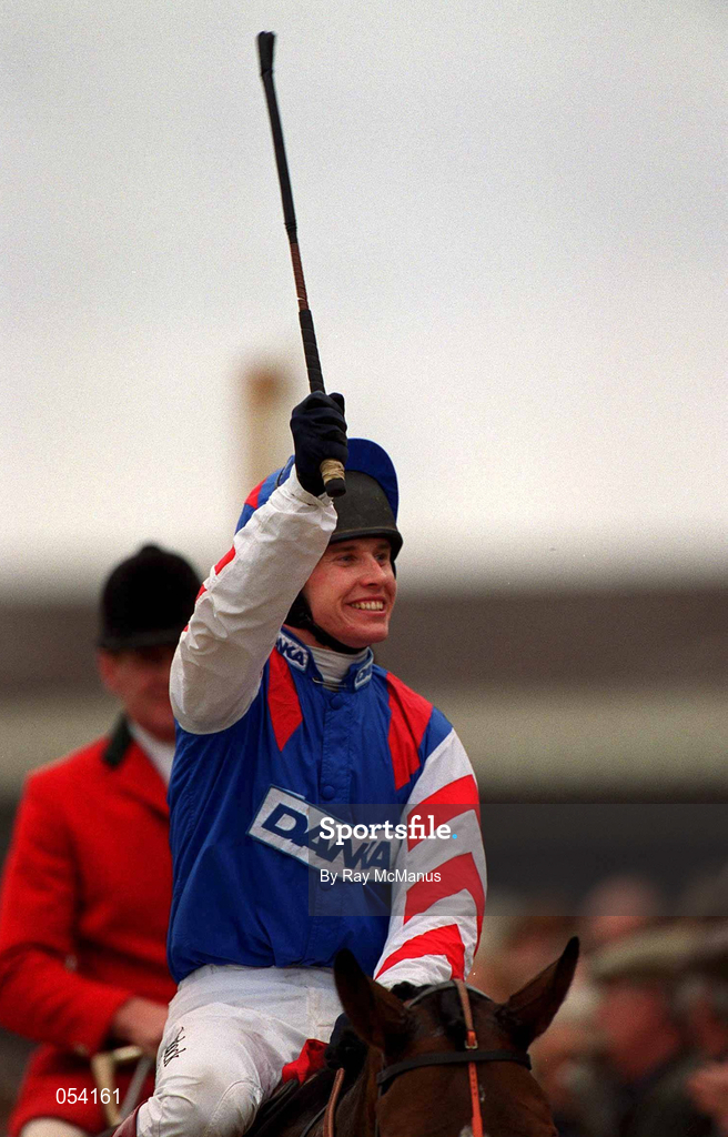 16 March 2000; Jockey Richard Johnson, on Looks Like Trouble, after winning the Tote  Cheltenham Gold Cup Chase on Day Three of the Cheltenham Racing Festival at Prestbury Park in Cheltenham, England. Photo by Ray McManus/Sportsfile