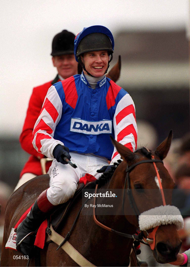 16 March 2000; Jockey Richard Johnson, on Looks Like Trouble, after winning the Tote Cheltenham Gold Cup Chase on Day Three of the Cheltenham Racing Festival at Prestbury Park in Cheltenham, England. Photo by Ray McManus/Sportsfile