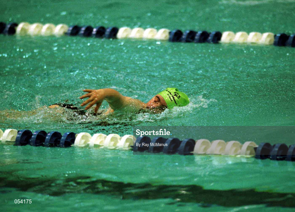 30 June 1999; Brid Lynch from Dublin on her way to winning the 100 meters Freestyle for Ireland during the 1999 Special Olympics World Summer Games in Raleigh, North Carolina, USA. Photo by Ray McManus/Sportsfile