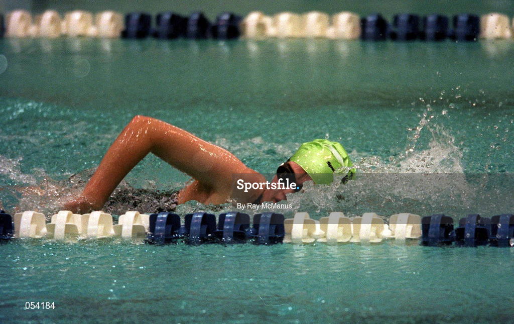 30 June 1999; Caitriona Ryan from Rathlee, Sligo on her way to winning gold for Ireland in the 25 meters Freestyle, during the 1999 Special Olympics World Summer Games in Raleigh, North Carolina, USA. Photo by Ray McManus/Sportsfile