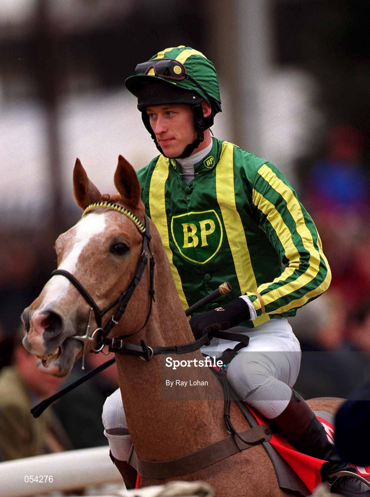 16 March 2000; Trade Dispute, with Grant Tuer up, canters to the start of the Christie's Foxhunter Chase Challenge Cup on Day Three of the Cheltenham Racing Festival at Prestbury Park in Cheltenham, England. Photo by Ray Lohan/Sportsfile